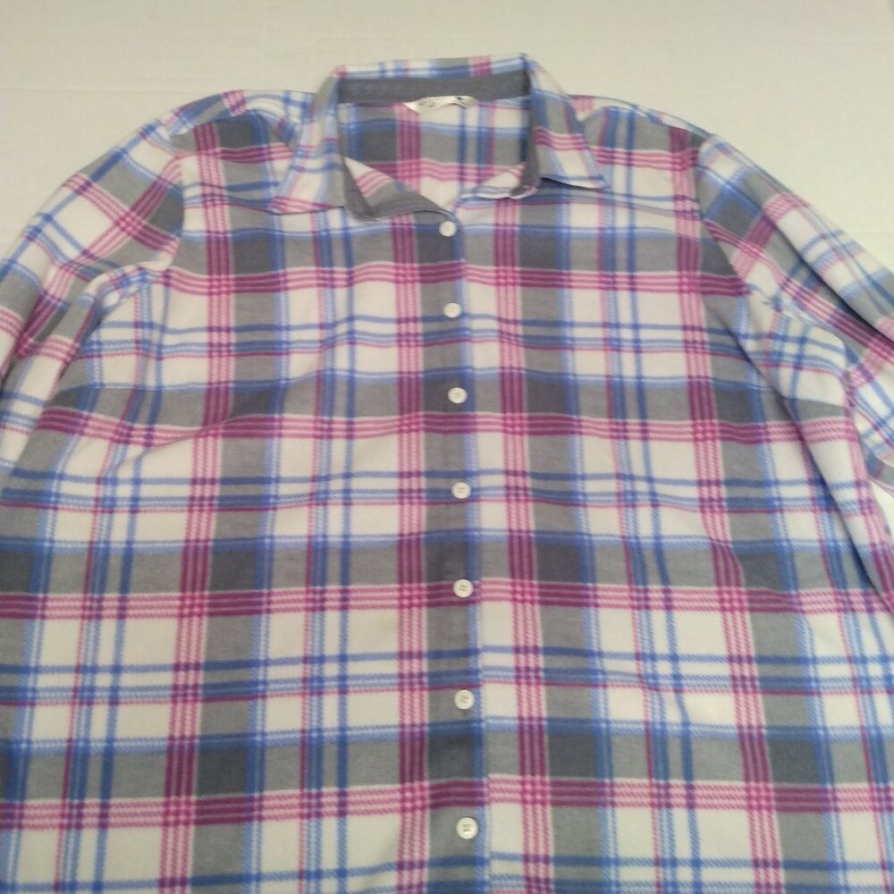 Lee Riders 1X Pink Plaid Flannel Shirt Long Sleeve
